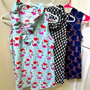 Set of 3 Mud Pie Sleeveless Ruffle Blouse Tunics